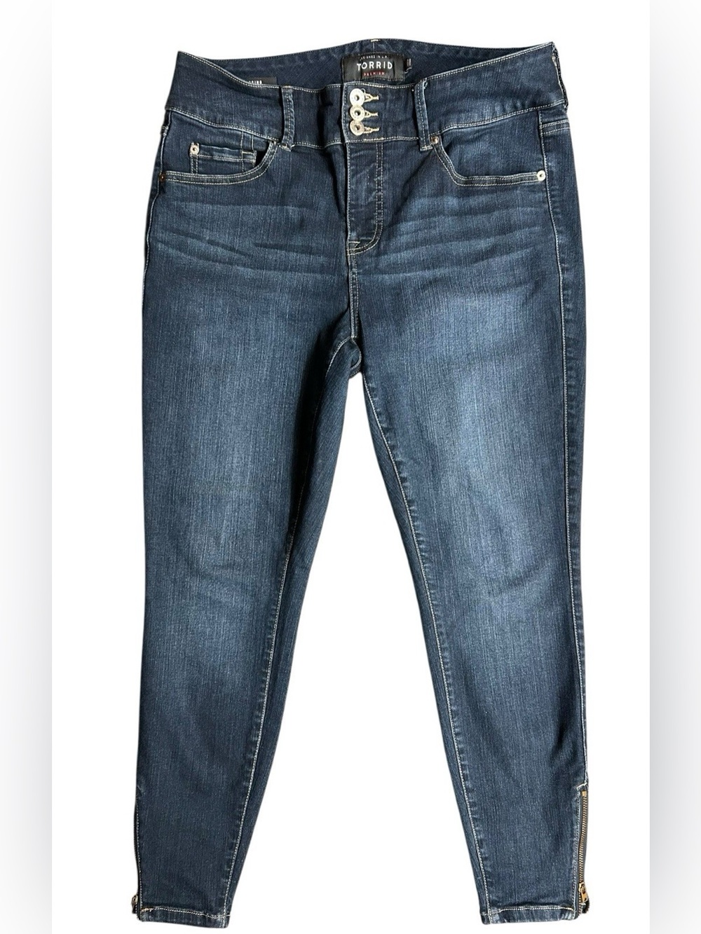 Torrid Jegging Premium Dark Wash Denim W/ Ankle Zip Hem 14R Stretch Comfort
